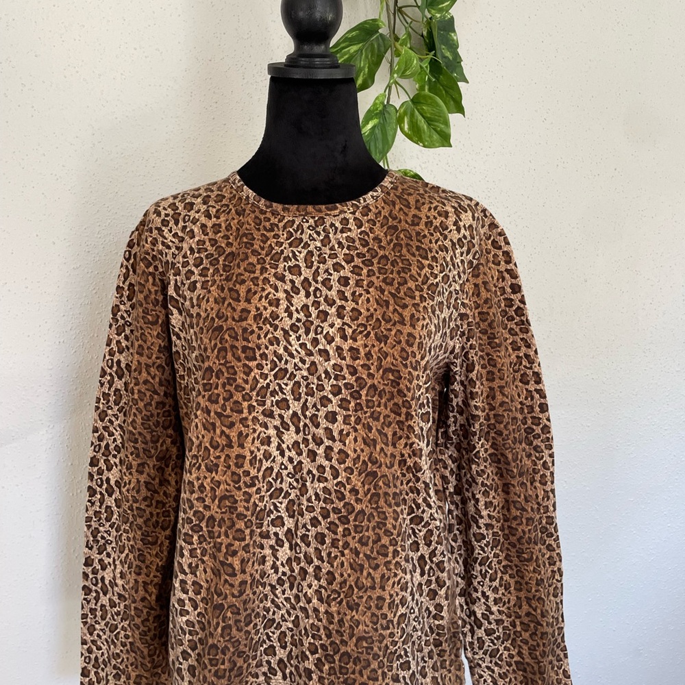 Jones New York Women's Blouse Animal Print leopard classic,elegant 100% cotton